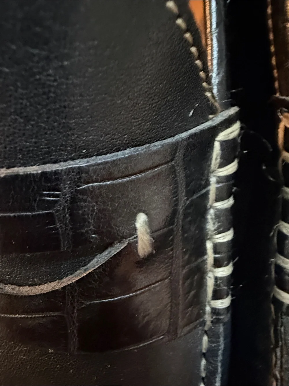 Johnston & Murphy Black Leather Penny Loafers with Contrast Stitching
